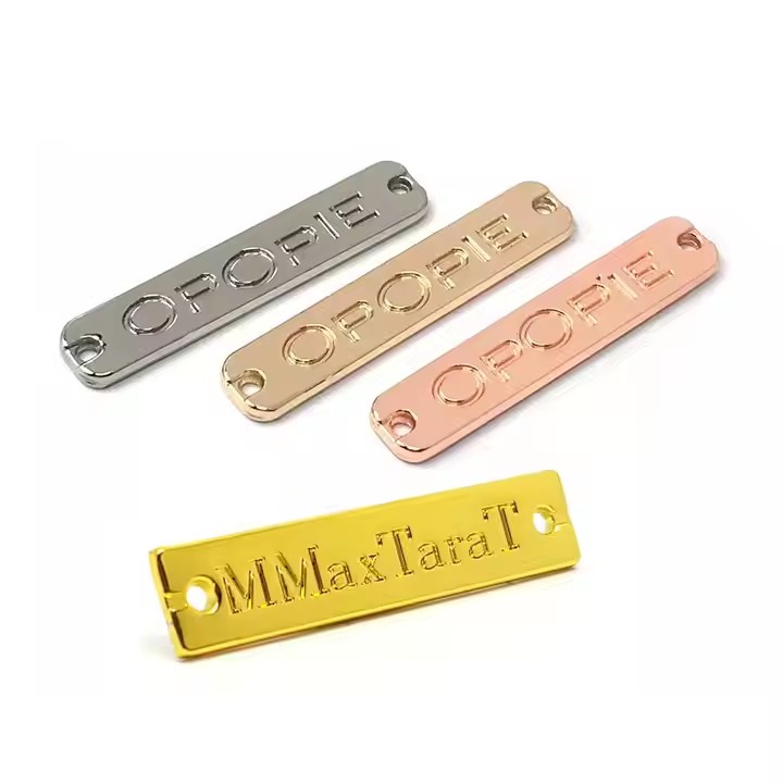 Custom stainless steel bikini tag with engraved fashion brand logo