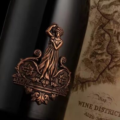 Custom luxury vintage embossed metal wine label