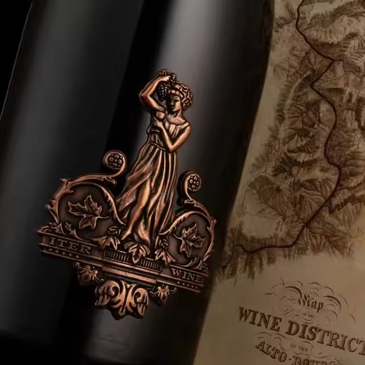 Custom luxury vintage embossed metal wine label