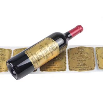 Luxury custom metal adhesive label for wine bottle