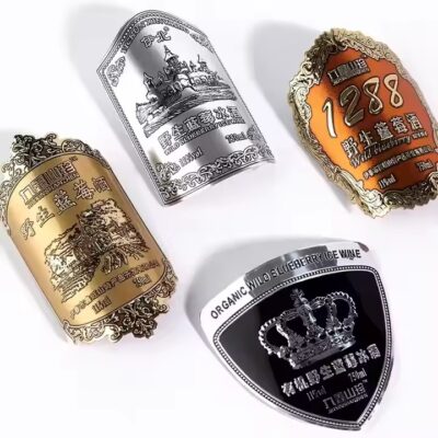 Custom Fancy Metal Whiskey Bottle Label