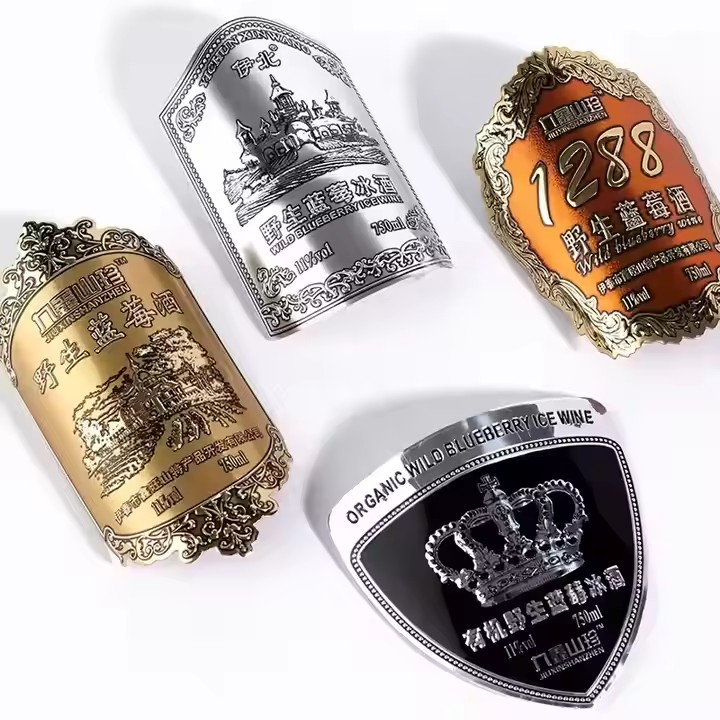 Custom Fancy Metal Whiskey Bottle Label