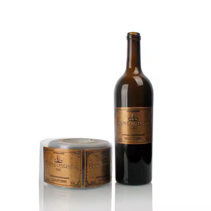 Classic custom metal adhesive label for wine bottles