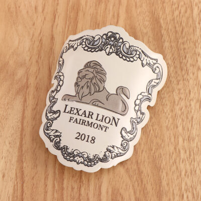 Custom vintage metal label for glass perfume bottle