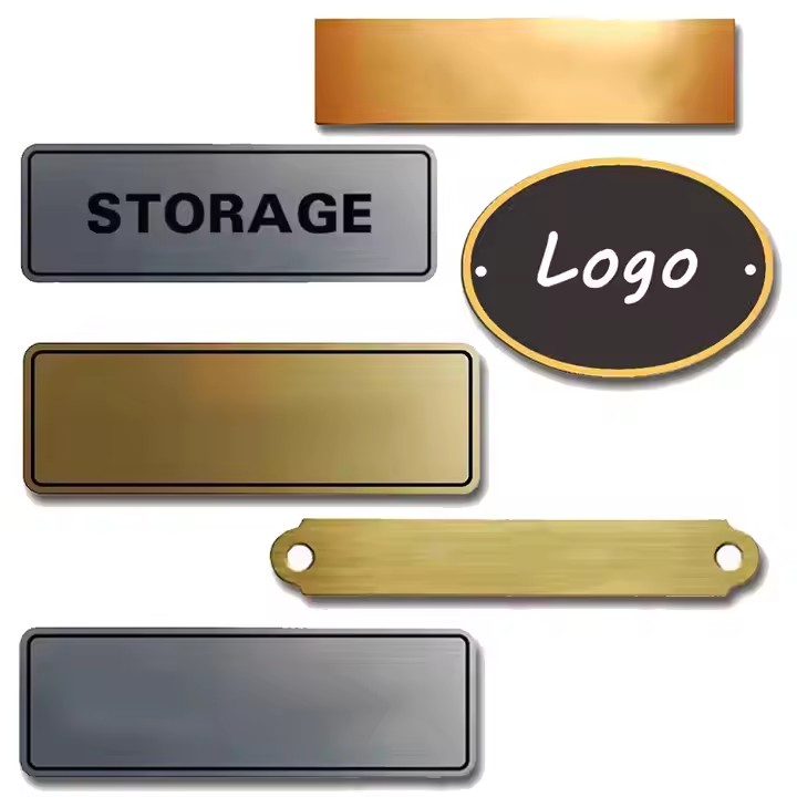 Custom engraved aluminum branding label with precision design