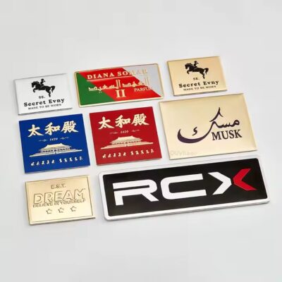 Custom Colored Brass Die-Cast Label with Engraving