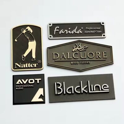 Custom Colored Brass Die-Cast Label with Engraving
