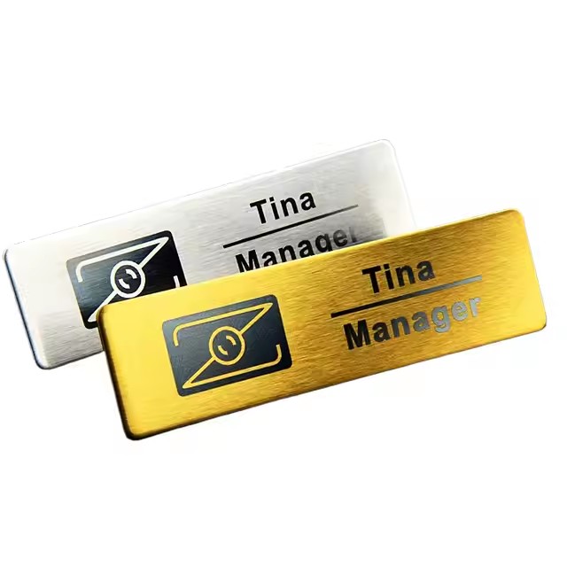 Custom brand engraved stainless steel label with logo