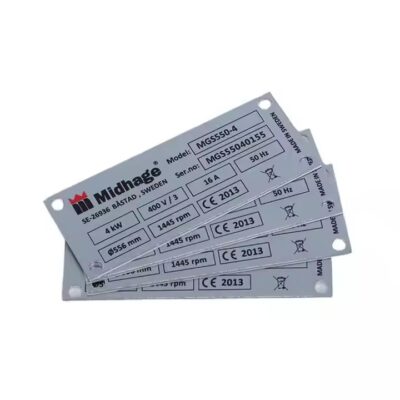 Custom-sized industrial metal tag for equipment labeling