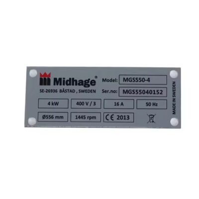 Custom-sized industrial metal tag for equipment labeling