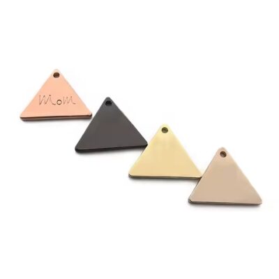Custom Triangle Metal Tags for Hats and Garment Accessories