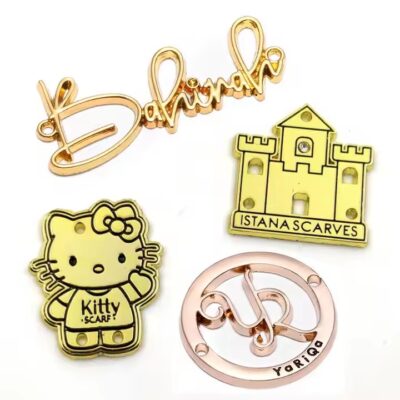 Custom metal tag with engraved logo for handbags and wallets