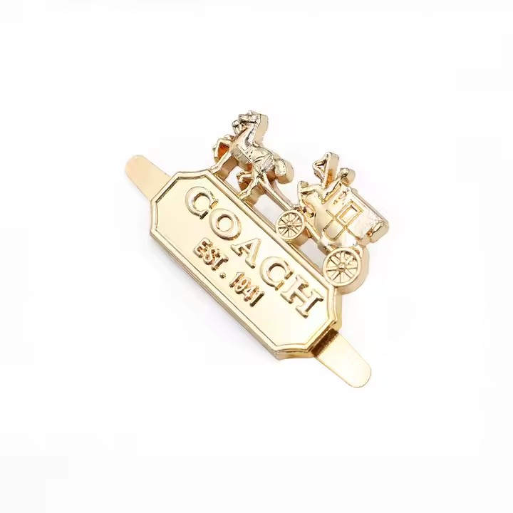 Custom engraved metal label for clothing and hat branding