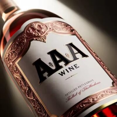 Custom 3D embossed metal label on premium wine bottle