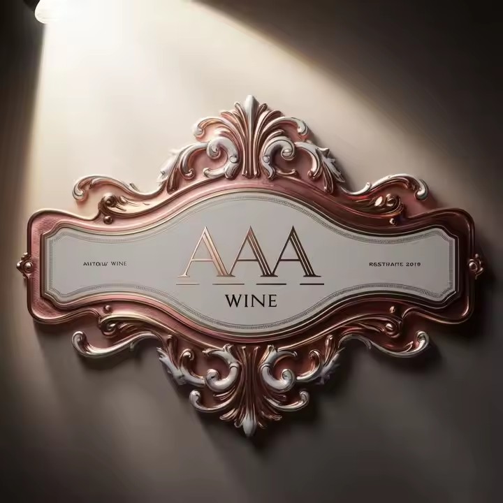 Custom 3D embossed metal label on premium wine bottle