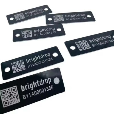 Custom engraved serial number metal barcode label for industrial use