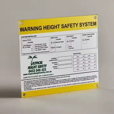 Custom industrial warning label metal tag for machinery safety