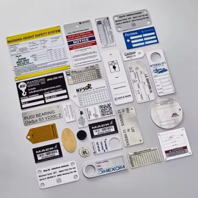 Custom industrial warning label metal tag for machinery safety