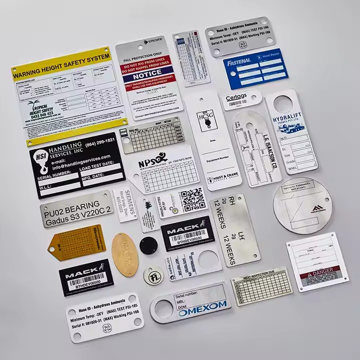 Custom industrial warning label metal tag for machinery safety