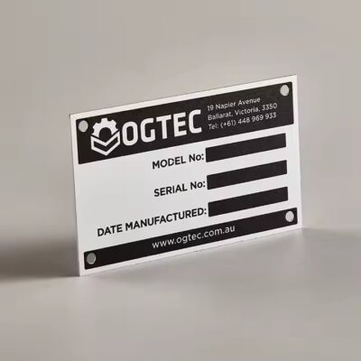 Custom industrial warning label metal tag for machinery safety