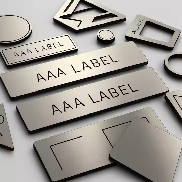 Custom durable stainless steel industrial branding tag with logo and serial number
