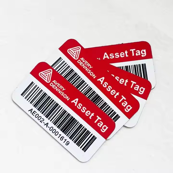 Custom metal barcode label with 3M adhesive backing