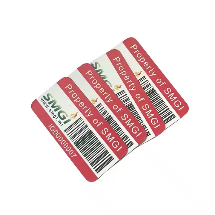 Custom metal barcode label with 3M adhesive backing
