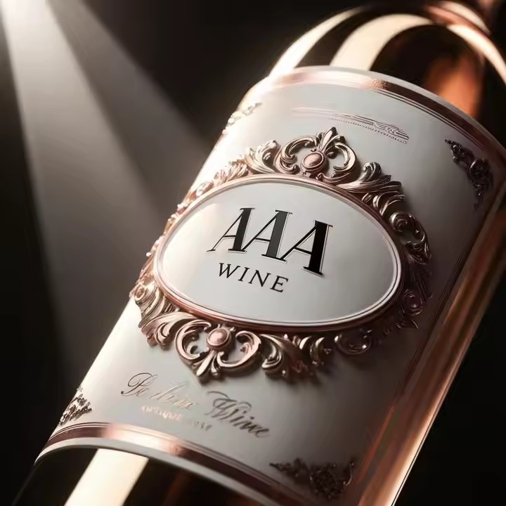 Elegant luxury embossed metal label on a wine bottle