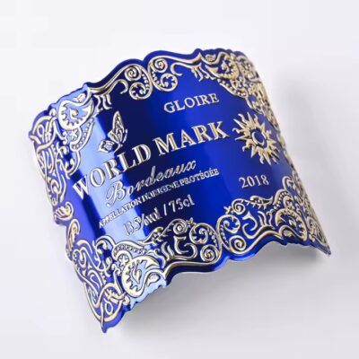 Custom embossed waterproof metal wine label