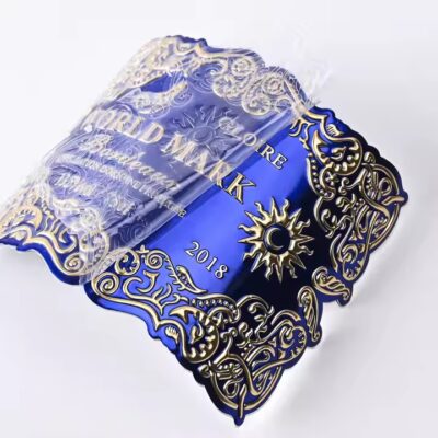 Custom embossed waterproof metal wine label