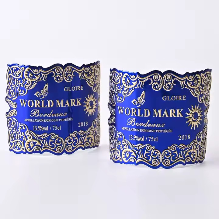 Custom embossed waterproof metal wine label