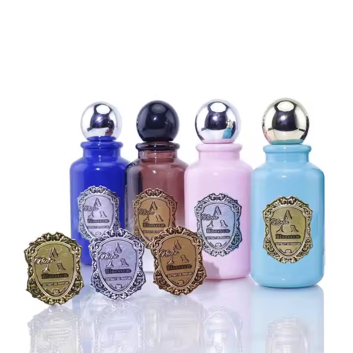 Custom metal sticker label for perfume and cosmetic packaging
