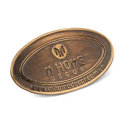 Custom engraved decorative metal label for luxury furniture