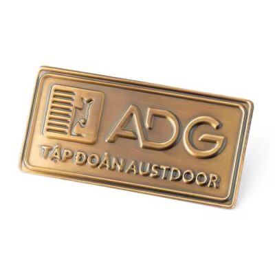 Custom engraved decorative metal label for luxury furniture