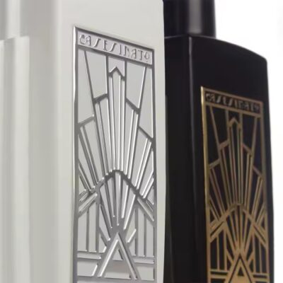 Custom metal adhesive label for luxury perfume and wine bottles