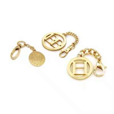 Custom metal bag label tag with hook chain for handbags and luggage