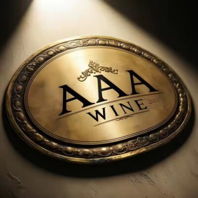 Stainless steel embossed metal label on wine bottle