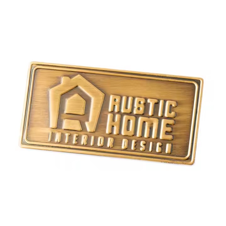 Custom antique brass engraved metal tags for elegant branding