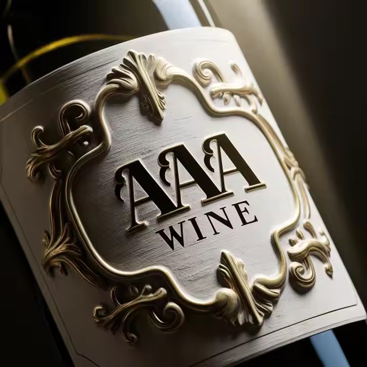 Elegant embossed metal label for premium champagne bottle