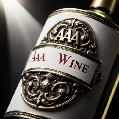Elegant embossed metal label for premium champagne bottle