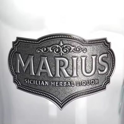 Custom vintage-style metal wine label for bottle branding
