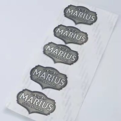 Custom vintage-style metal wine label for bottle branding