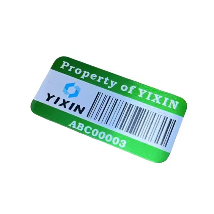 Custom indoor metal barcode label with 3M adhesive backing