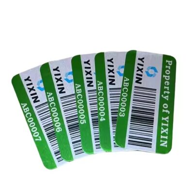Custom indoor metal barcode label with 3M adhesive backing