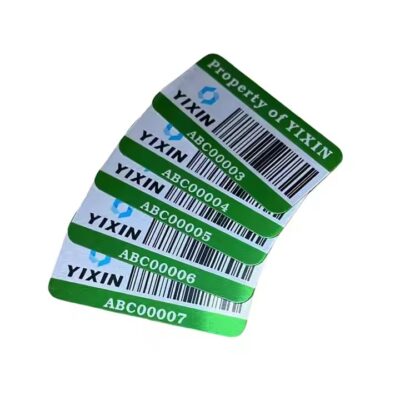 Custom indoor metal barcode label with 3M adhesive backing