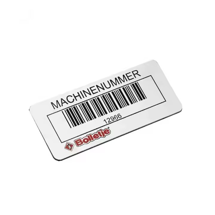 Laser engraved serial number metal barcode label for durable asset ID
