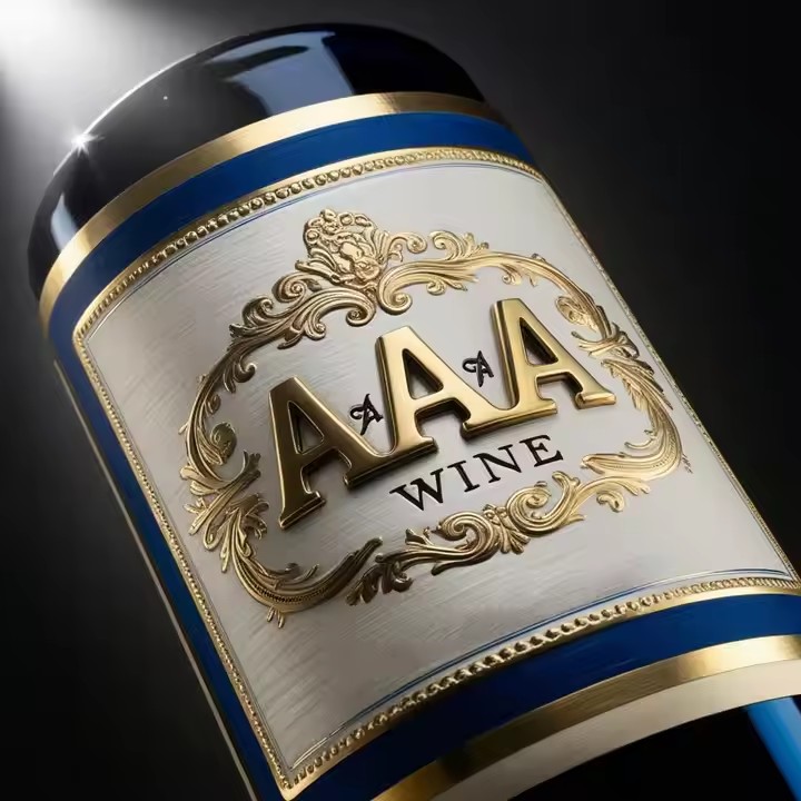 Custom durable metal adhesive label for wine bottle branding