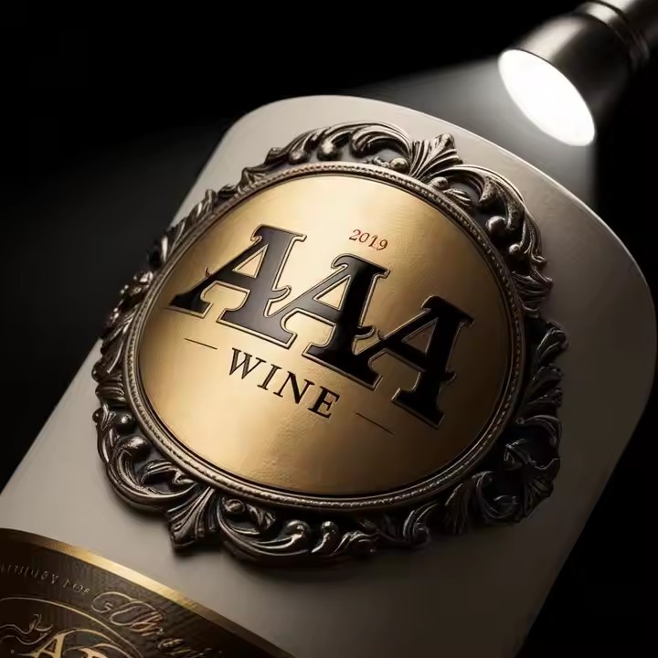 Custom brass embossed wine label metal tag for premium bottles