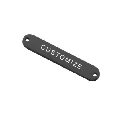 Close-up of a custom durable laser engraved metal label showing fine detail and durability