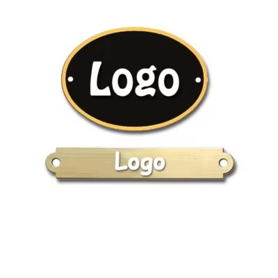 Laser engraved custom metal tag used in handmade crafts and logo branding